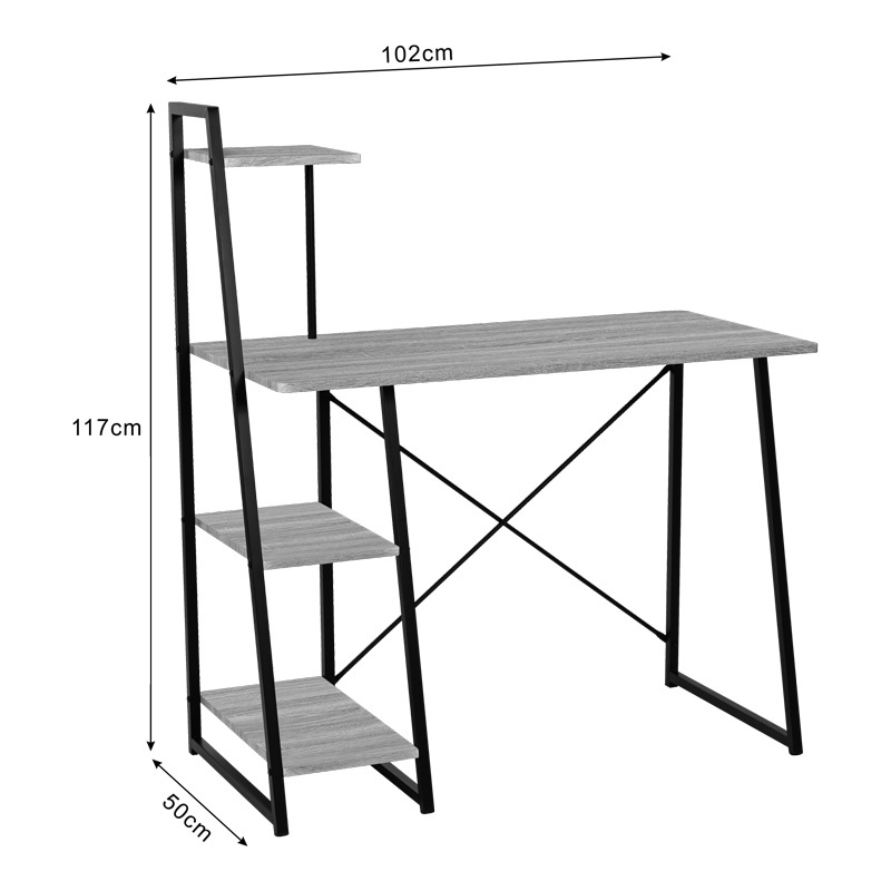 Birou cu rafturi Deckstor, Pako World, Stejar, 102x50x117 cm