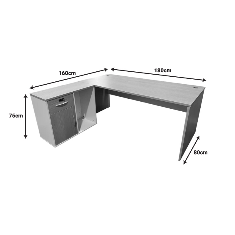 Birou de colt Armadi I, Pako World, Sonoma-Alb, 180x80x75 cm