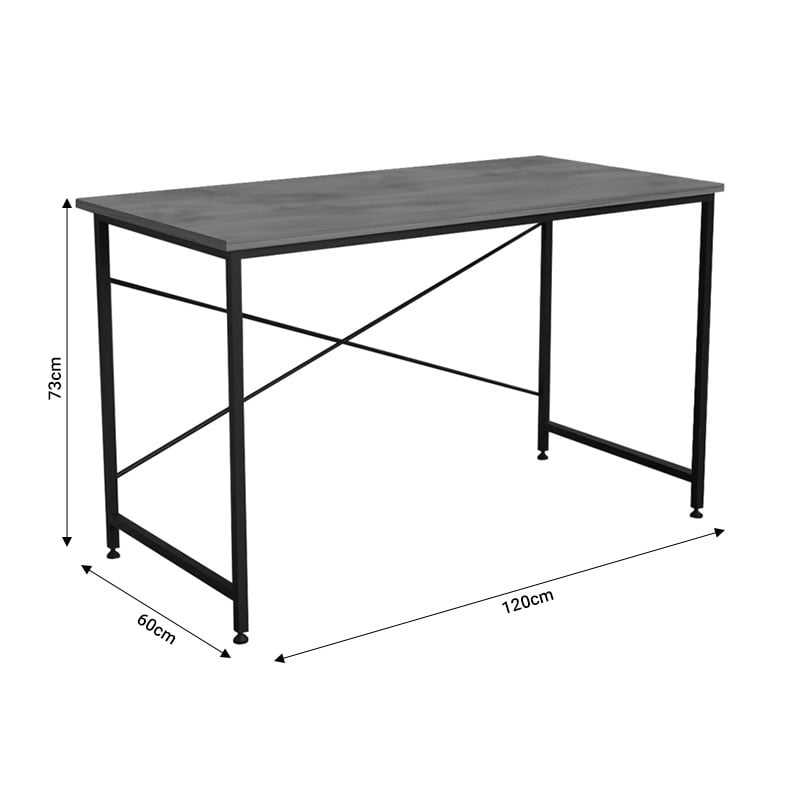 Birou Karvem stejar melaminat metal negru 120x60x73 cm