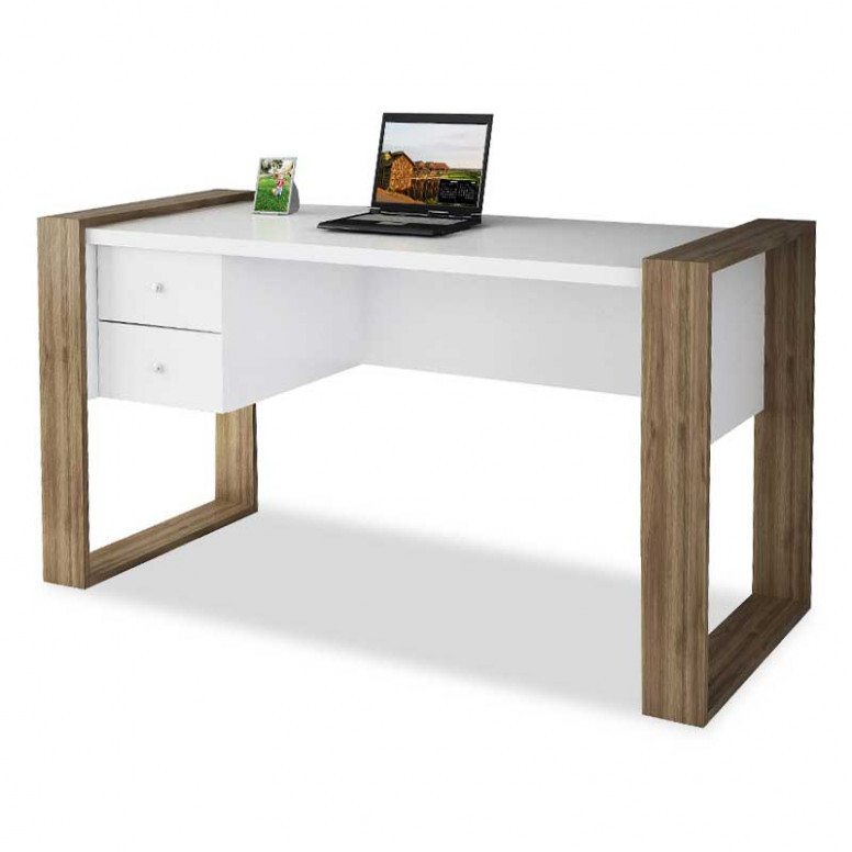 Birou PWF-0311 Walnut - Alb 158.5x60x72.5 cm