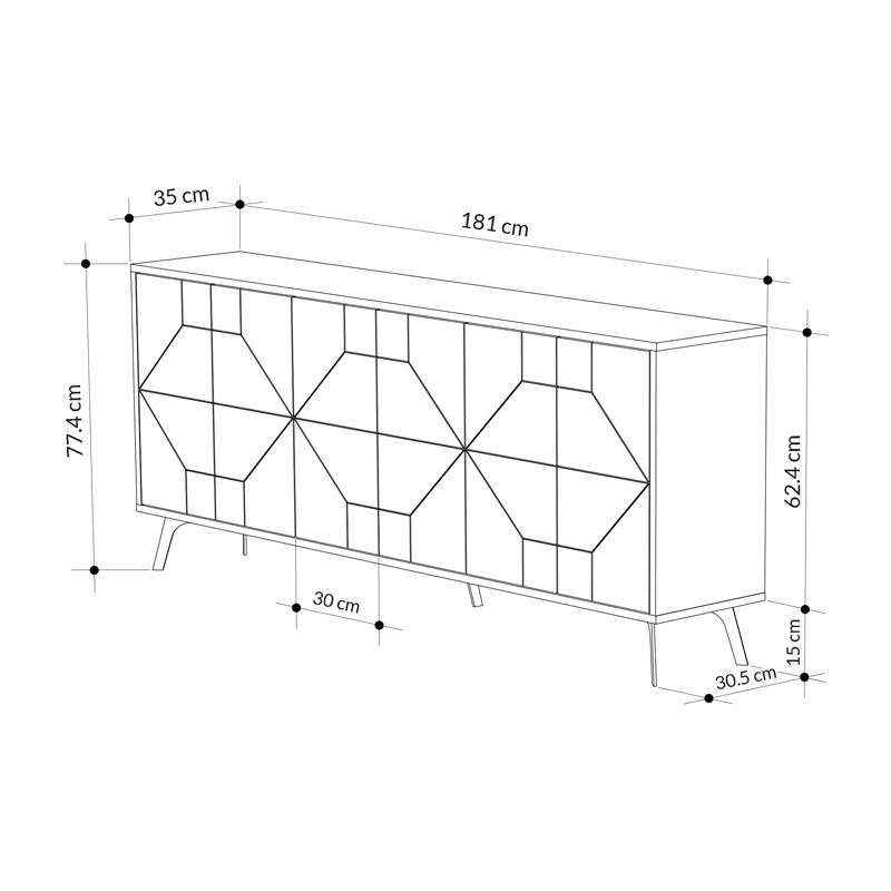 Bufet Bufel, Pako World, Natural, 181x35x77 cm