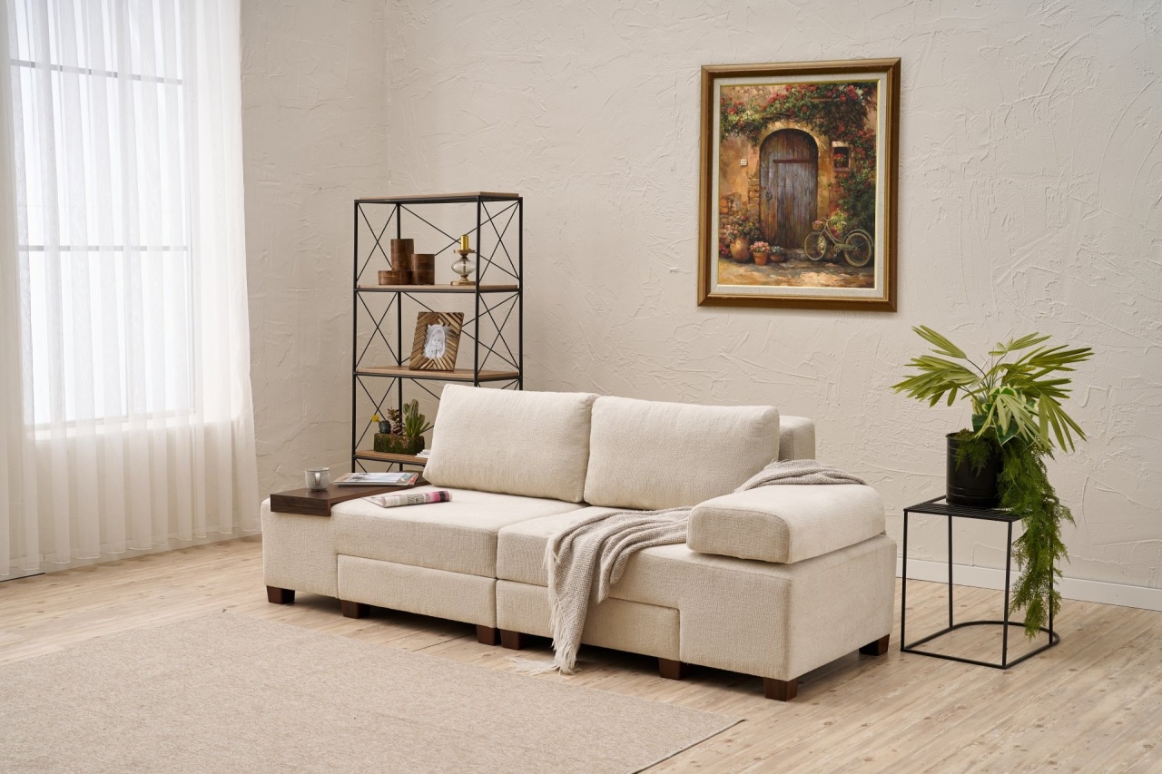 Canapea 3 locuri extensibila Perenna Crem - 1 | YEO