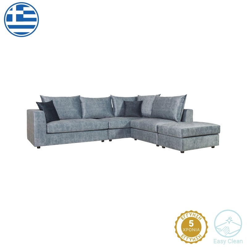 Canapea reversibila Iris stof antichizat perne bleumarin 290x250x95 cm