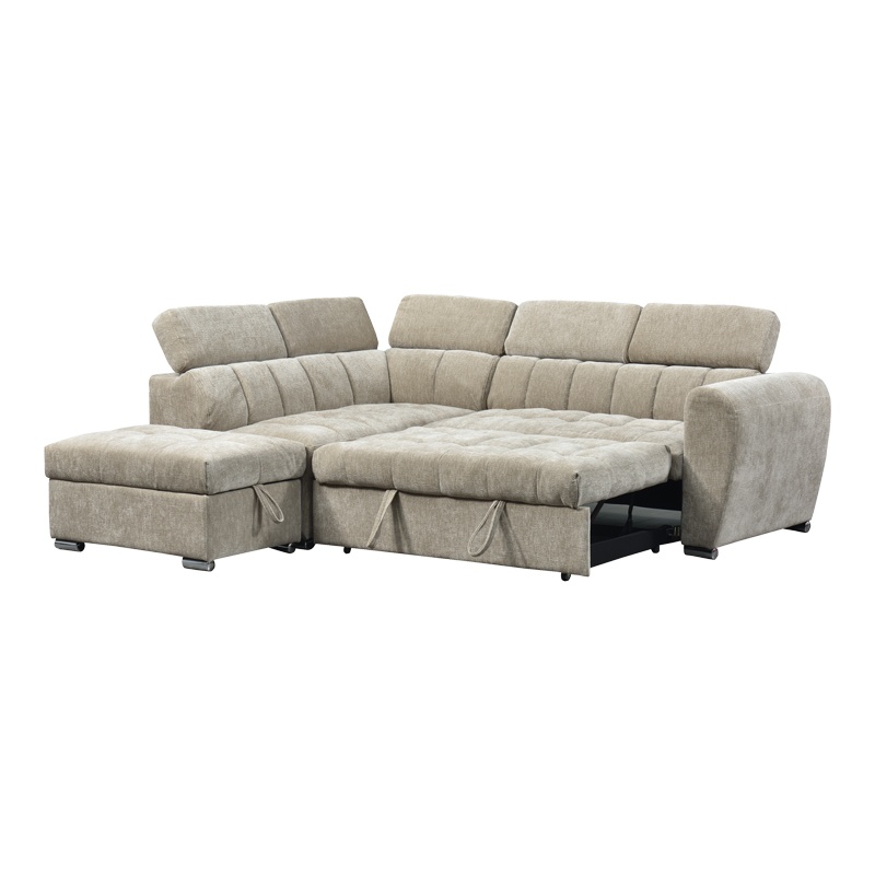 Coltar drapta extensibil cu depozitare, Nuvora, Pako, Bej 244x225x79 cm - 3