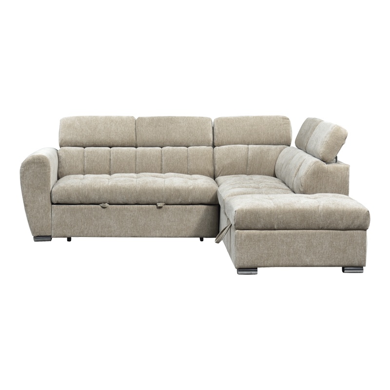 Coltar stanga extensibil cu depozitare, Nuvora, Pako, Bej 244x225x79 cm - 5