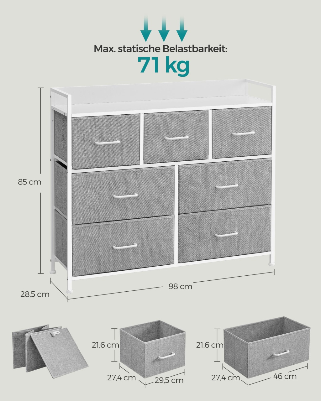 Comoda Songmics Gri 98x28.5x85 cm