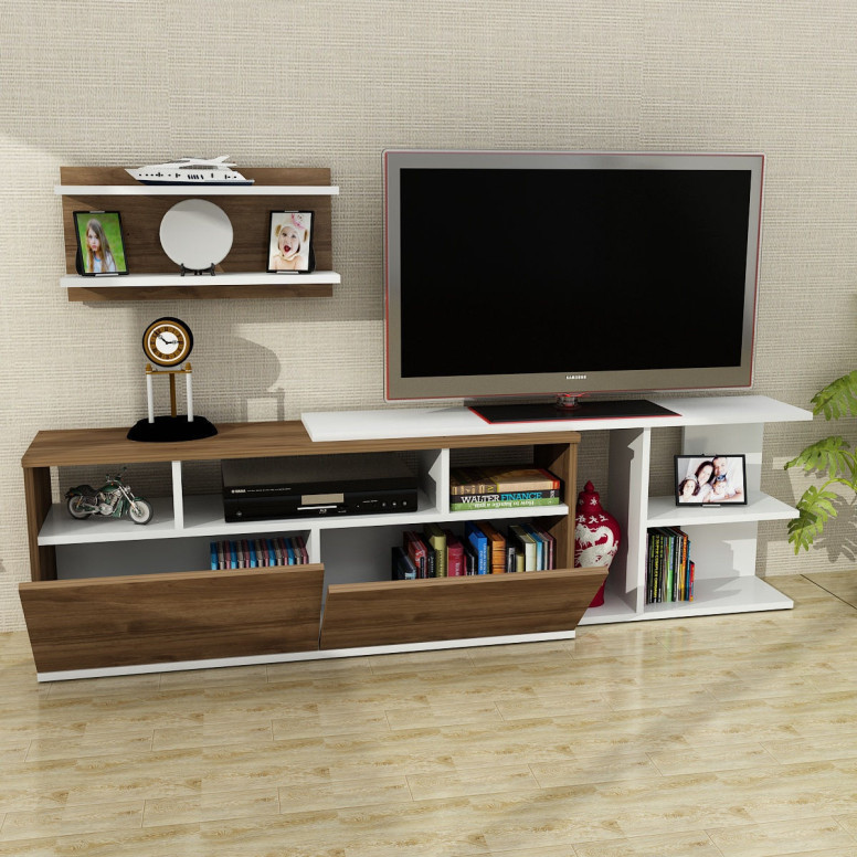 Comoda TV Beste - Alb, Walnut - 1 | YEO