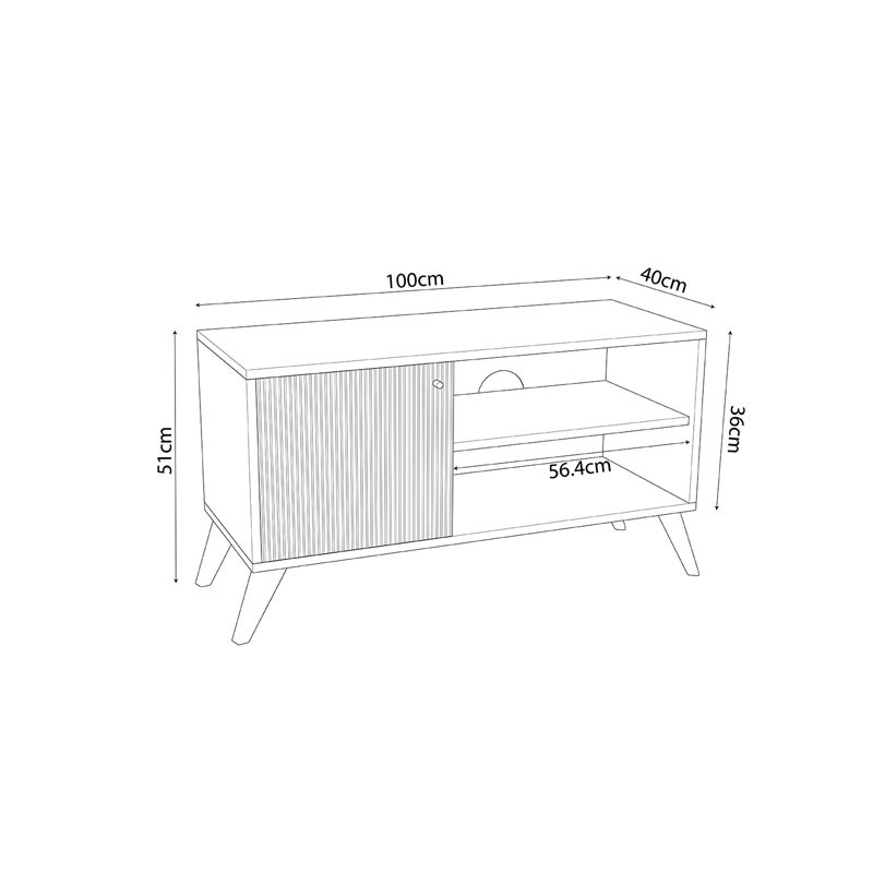 Comoda TV - Consola de dimensiuni medii Flipter melamina sonoma - negru 100x40x51cm - 3 | YEO