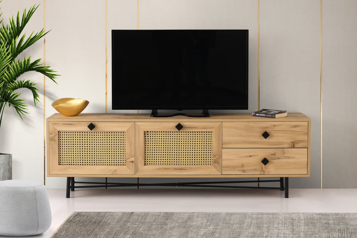 Comoda TV Hapsiyas180 Oak-Negru