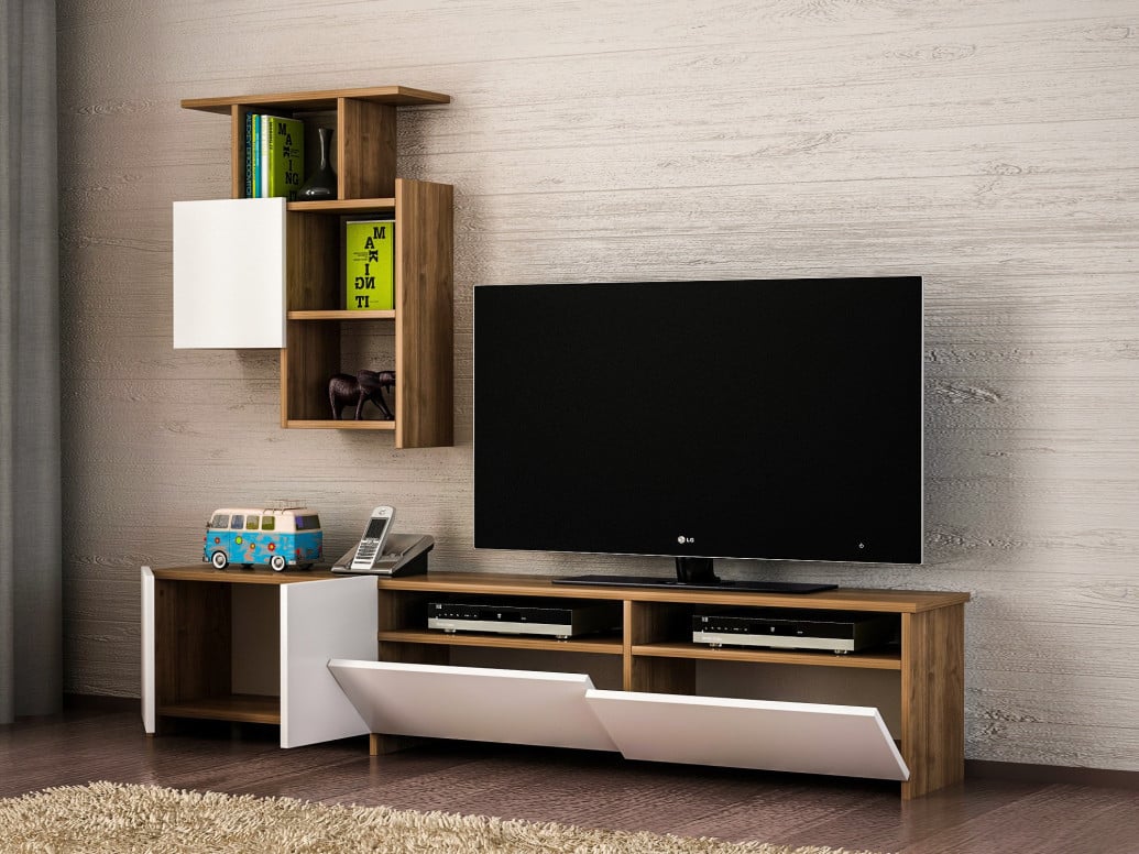 Comoda TV Mariposa - Walnut, Alb - 1 | YEO