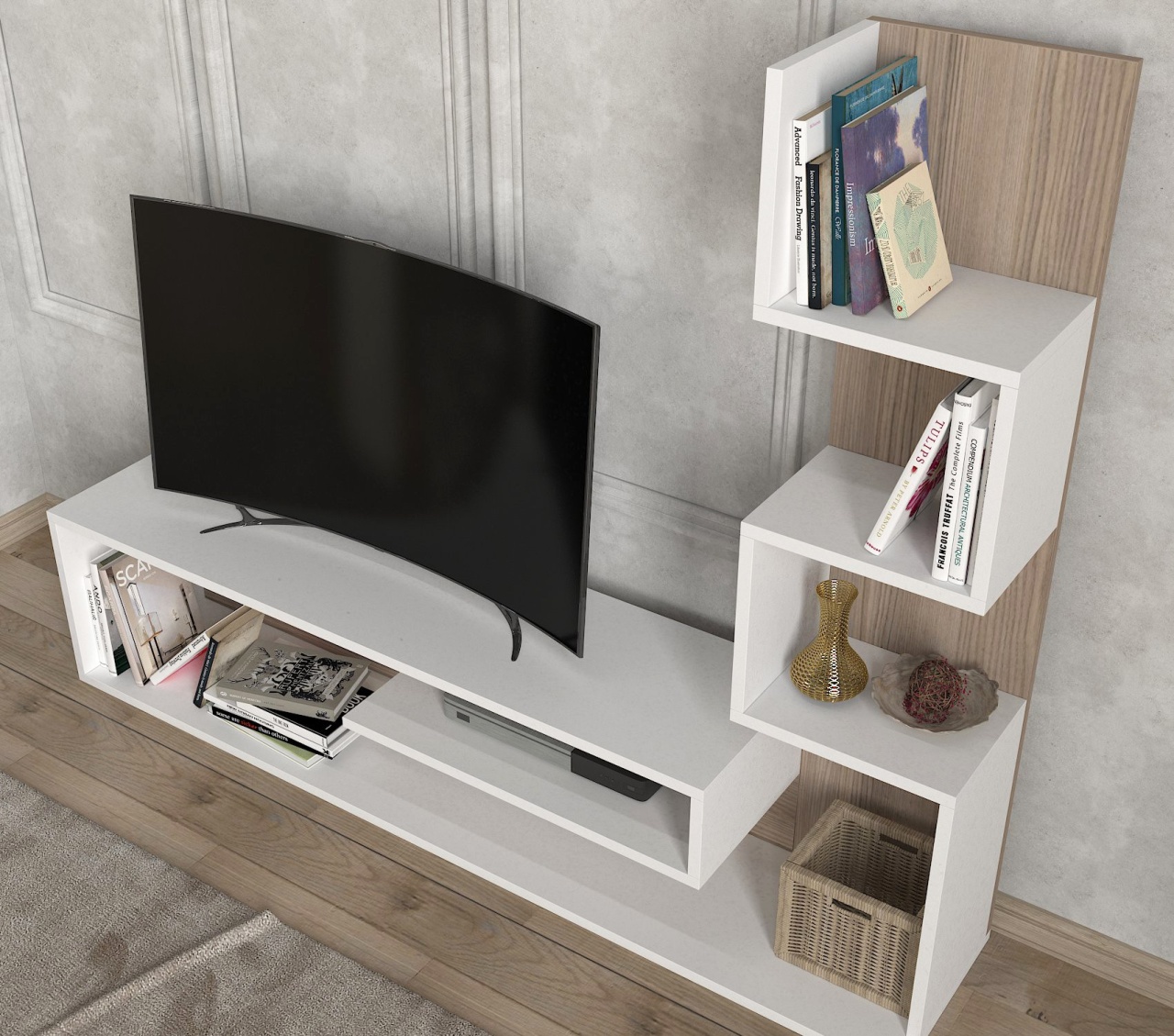 Comoda TV Metehan Alb 120x33.1x18 cm