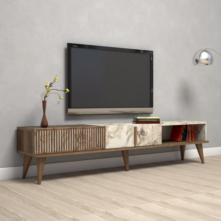 Comoda TV Milan Walnut-Alb - 1 | YEO