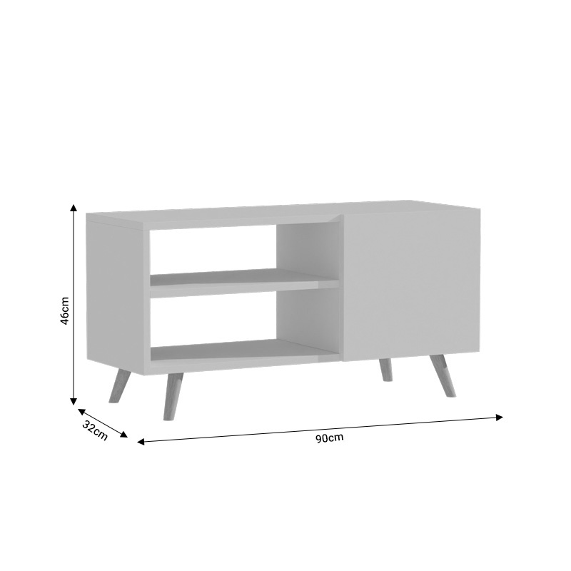 Comoda TV Orianne melamina alb-natural 90x32x46 cm