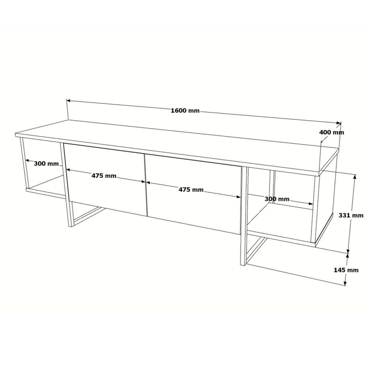 Comoda TV VG30 Alb 160x47.6x40 cm