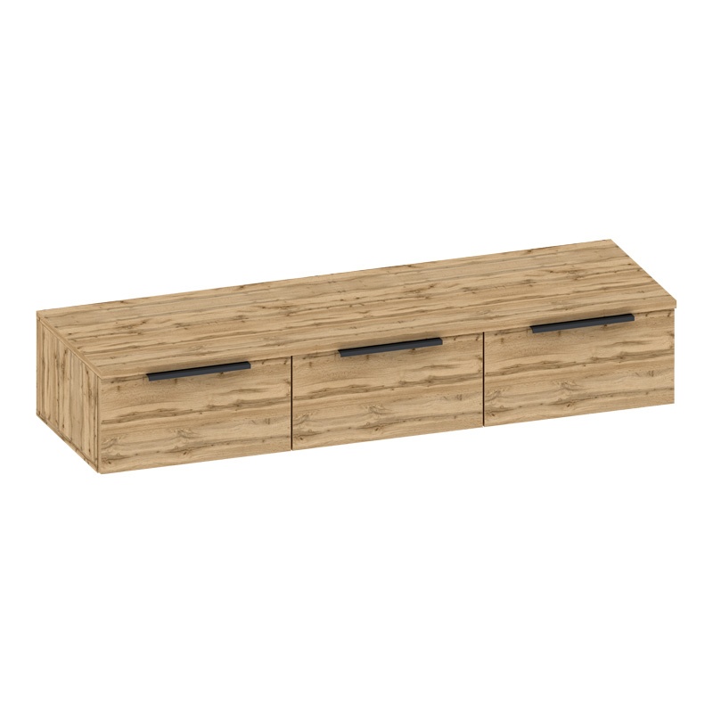 Consola cu 3 sertare Doha, Pako World, Negru-Stejar, 120x39x22 cm