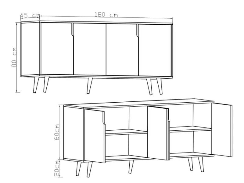 Consola Sennan stejar melaminat 180x45x80cm - 2 | YEO