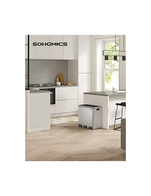 Cos de reciclare, Songmics, 3 compartimente, LTB54NL, 3 x 18 L - 1 | YEO