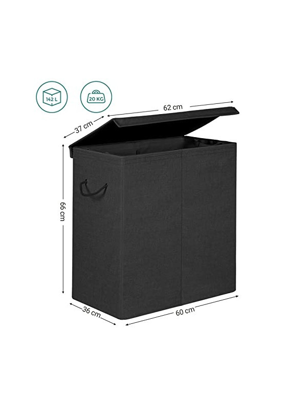 Cos de rufe, Songmics, LCB02BK, Negru, 142 L, 37 x 36 x 66 cm - 3 | YEO