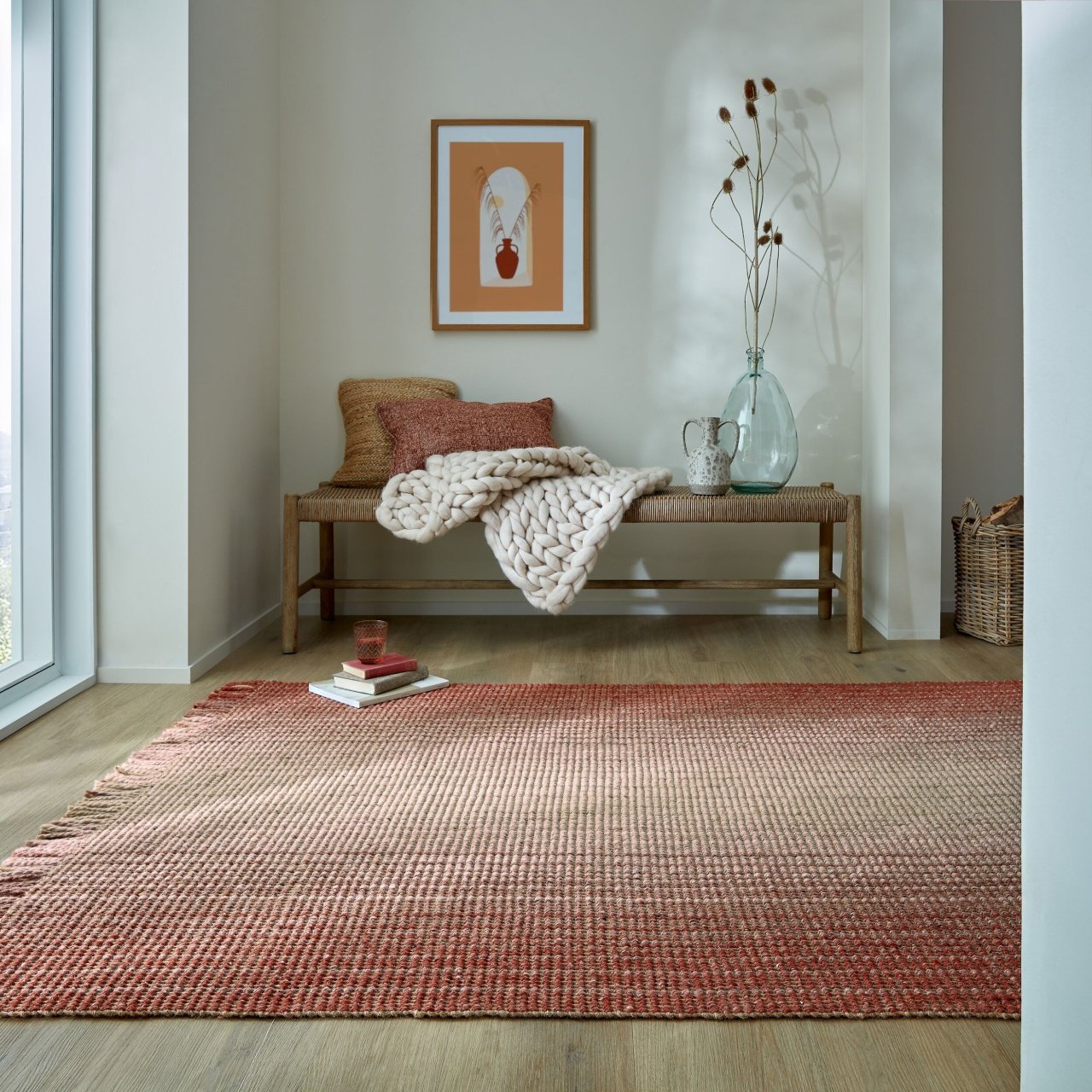 Covor Mottle Jute Ombre Rosu 120X170 cm, Flair Rugs