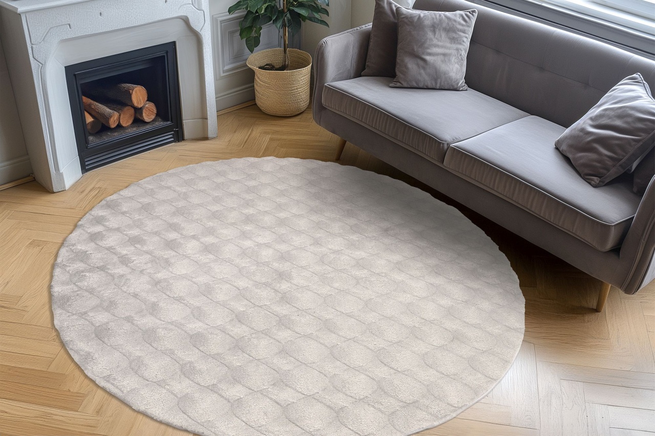 Covor rotund Diamond Cut Gri 200x200 cm - 2 | YEO