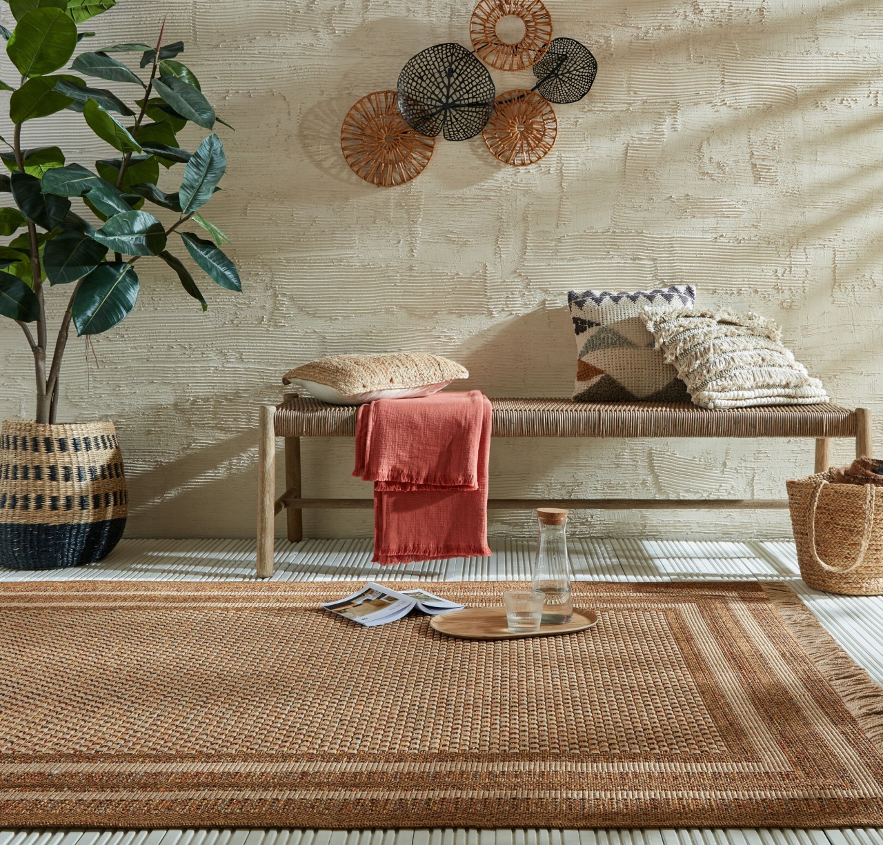 Covor Sylvie Layla Border Natural 200X290 cm, Flair Rugs