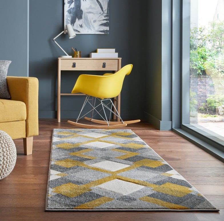 Covor traversă Nimbus Gri/Galben Ochre 80X230 cm, Flair Rugs