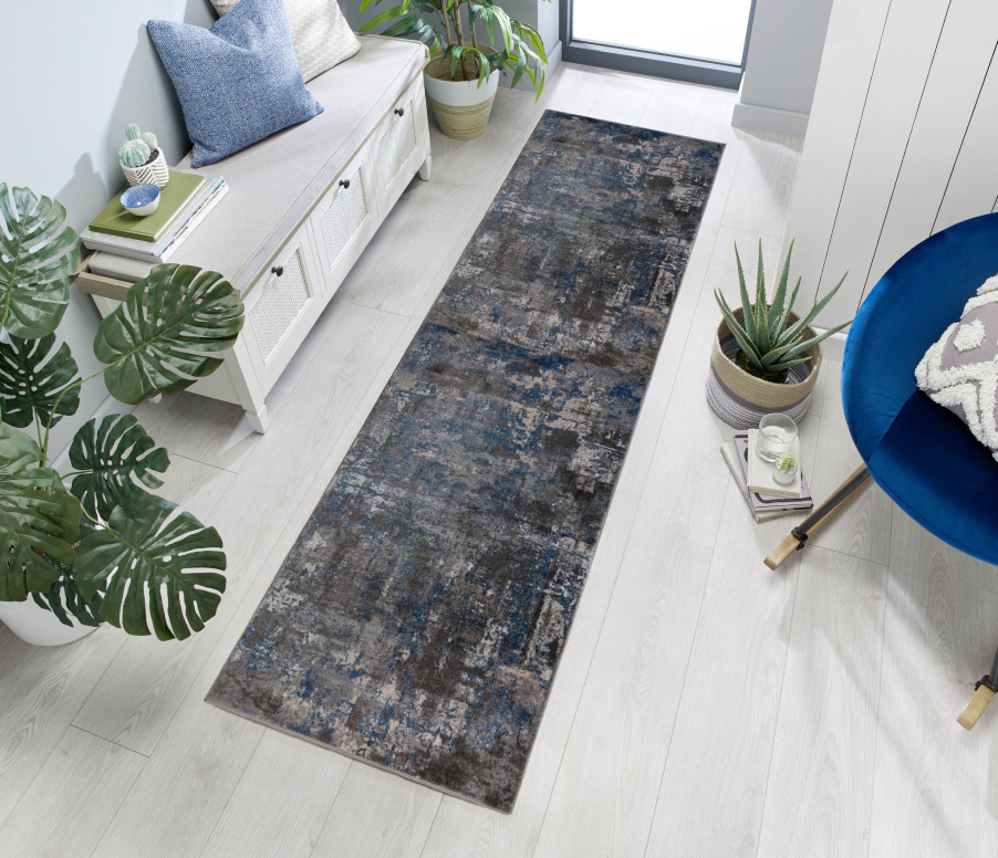 Covor traversă Wonderlust Albastru/Gri 80X300 cm, Flair Rugs