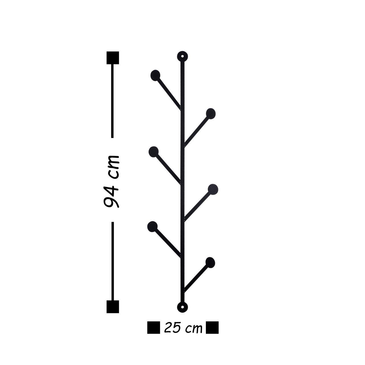 Cuier metalic Rod Negru 25x94 cm