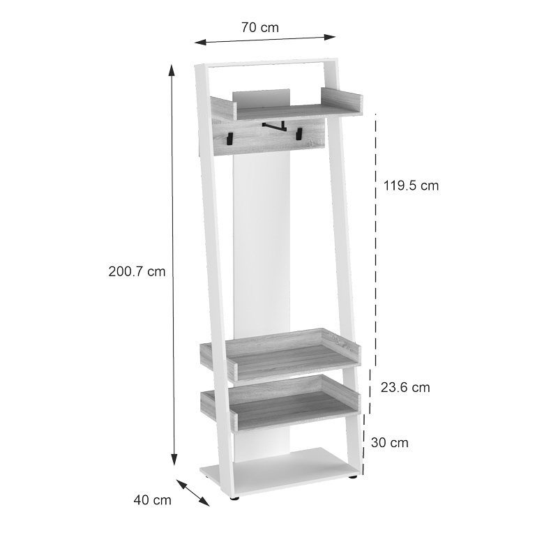 Cuier Sciove Alb 70x40x200 cm - 4 | YEO