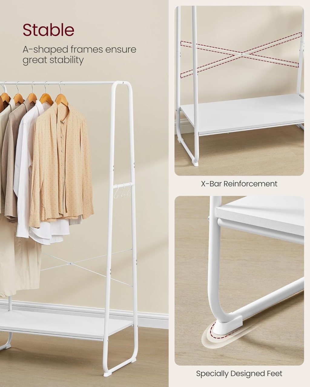 Cuier Vasagle Alb 120x45x160 cm - 2 | YEO