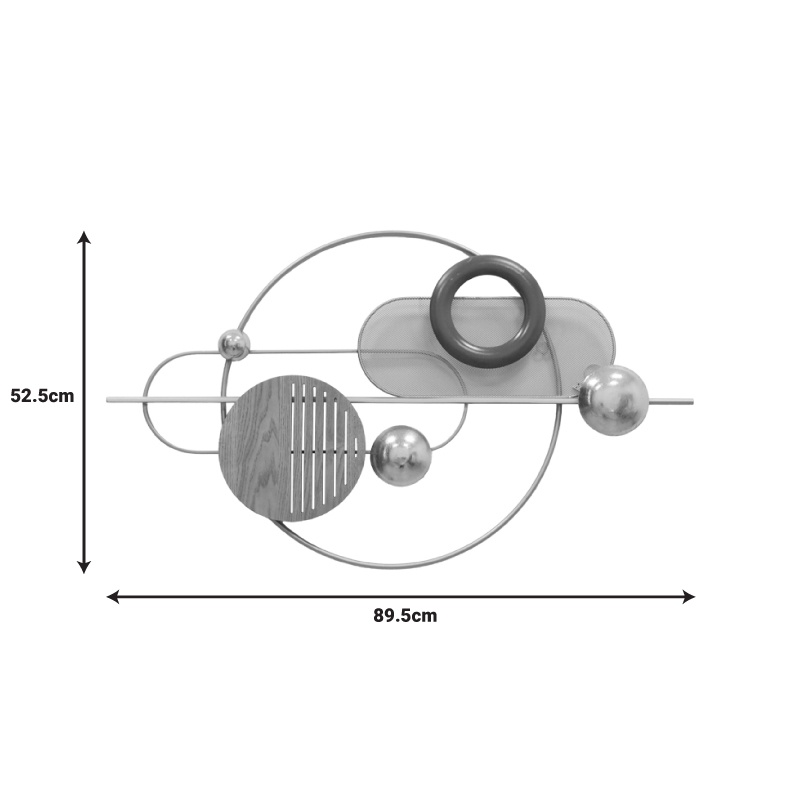 Decoratiune de perete din metal Lupus Pako World Auriu 89.5x52.5x6 cm