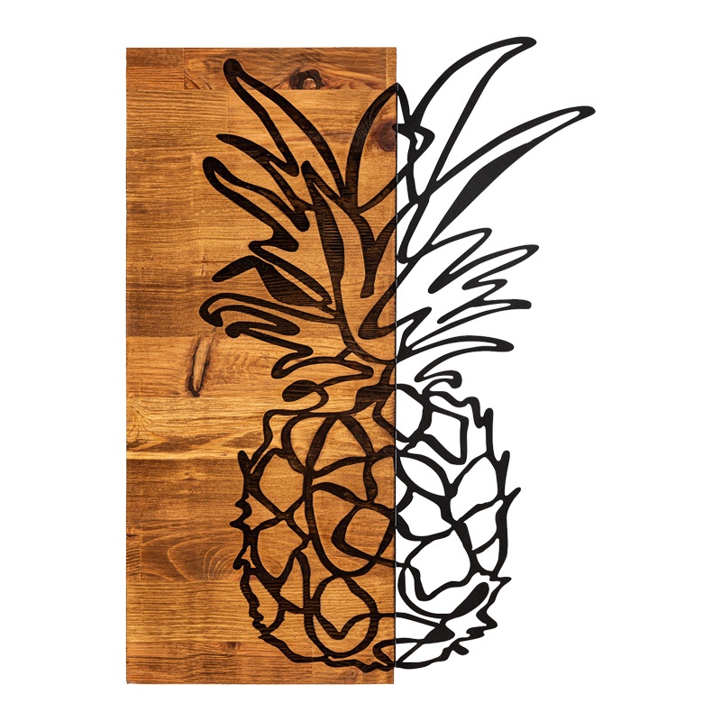 Decoratiune de perete Pinable, Pako World, Lemn de pin, Natural, 42x3x58 cm