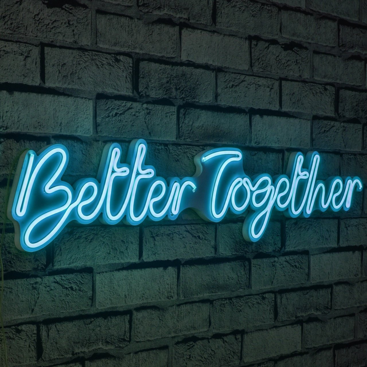 Decoratiune luminoasa LED de perete Better Together Albastru 84x16x2 cm