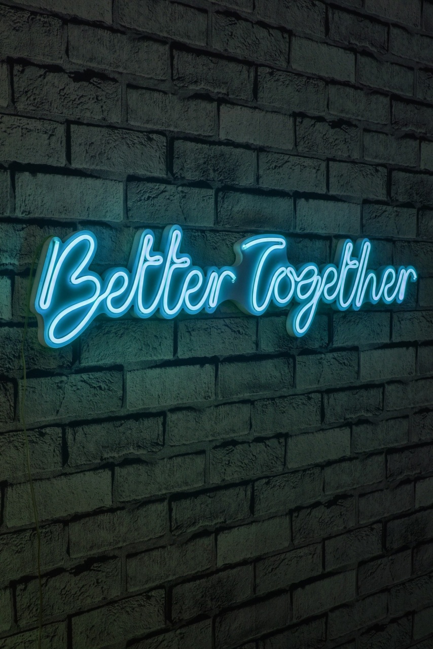 Decoratiune luminoasa LED de perete Better Together Albastru 84x16x2 cm - 1 | YEO