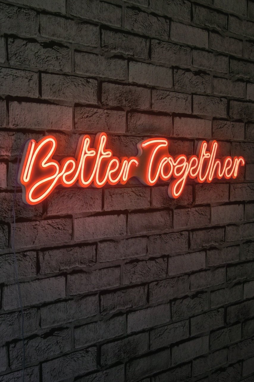 Decoratiune luminoasa LED de perete Better Together Rosu 84x16x2 cm - 1 | YEO