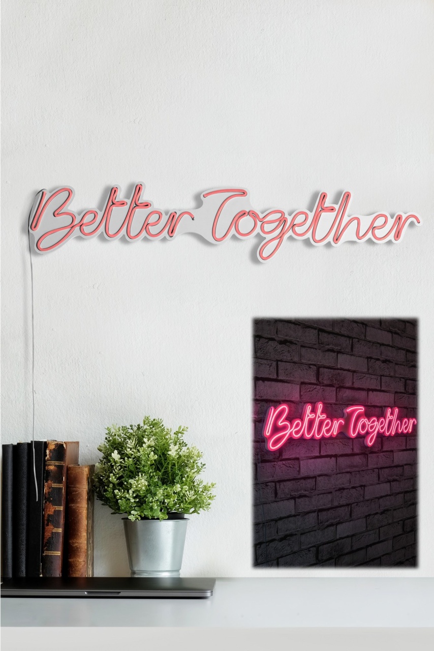 Decoratiune luminoasa LED de perete Better Together Roz 84x16x2 cm - 3 | YEO