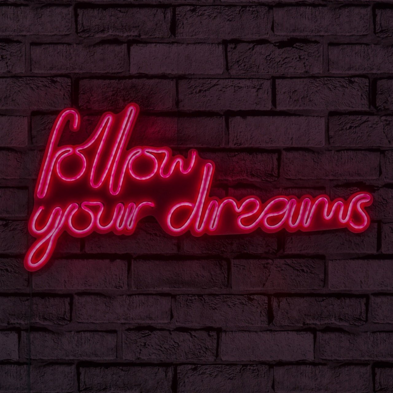 Decoratiune luminoasa LED de perete Follow Your Dreams Rosu 60x32x2 cm