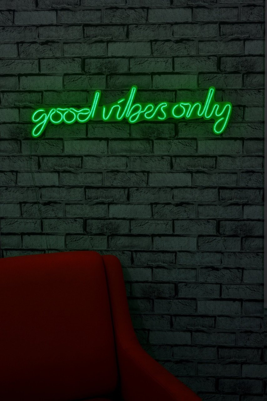 Decoratiune luminoasa LED de perete Good Vibes Only Verde 76x19x2 cm - 2 | YEO