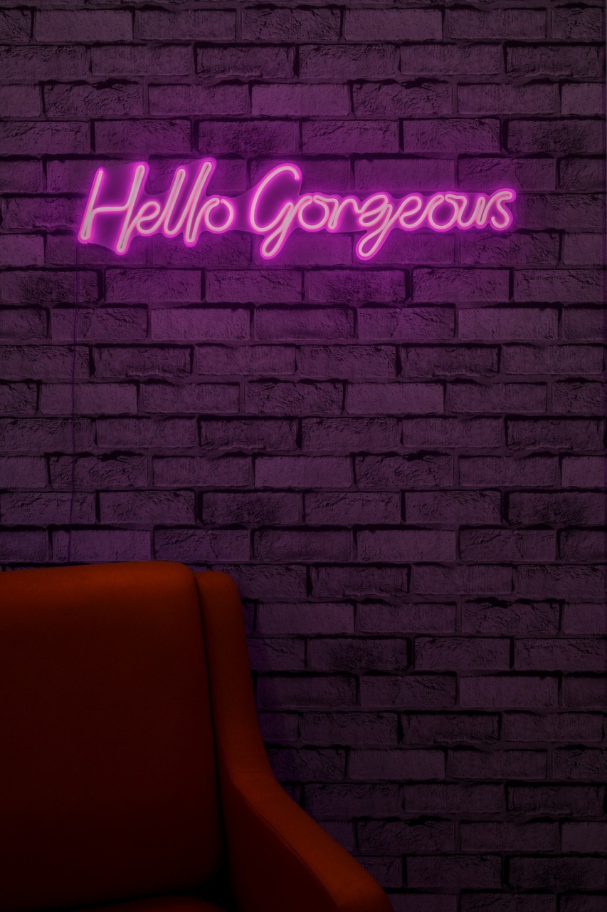 Decoratiune luminoasa LED de perete Hello Gorgeous Roz 74x17x2 cm - 3 | YEO