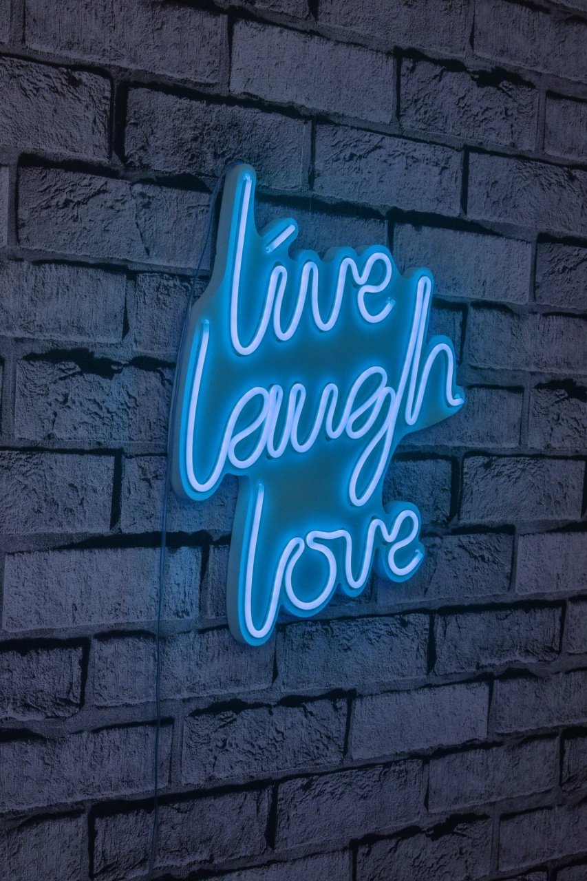 Decoratiune luminoasa LED de perete Live Laugh Love Albastru 30.5x35.5x2 cm - 1 | YEO