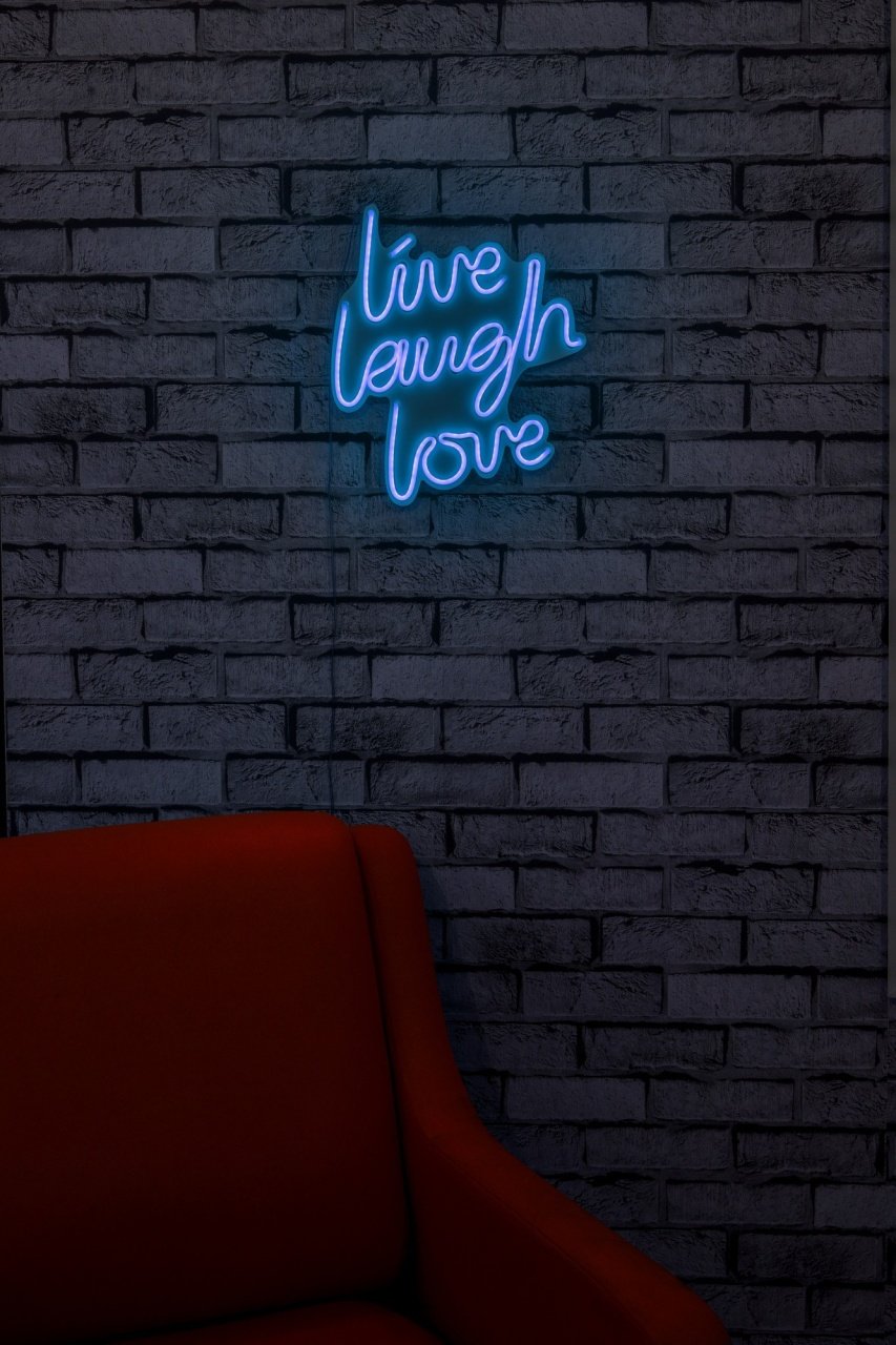 Decoratiune luminoasa LED de perete Live Laugh Love Albastru 30.5x35.5x2 cm - 3 | YEO