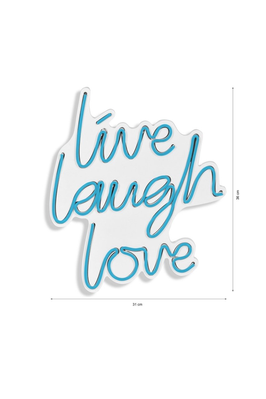 Decoratiune luminoasa LED de perete Live Laugh Love Albastru 30.5x35.5x2 cm