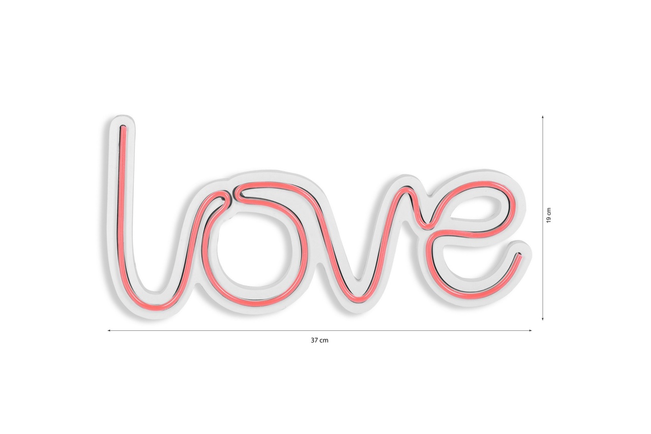 Decoratiune luminoasa LED de perete Love Roz 37x19x2 cm