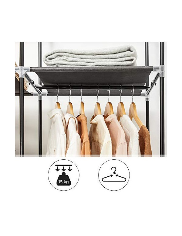 Dulap de haine pliabil, Songmics, Negru, 175 x 150 x 45 cm