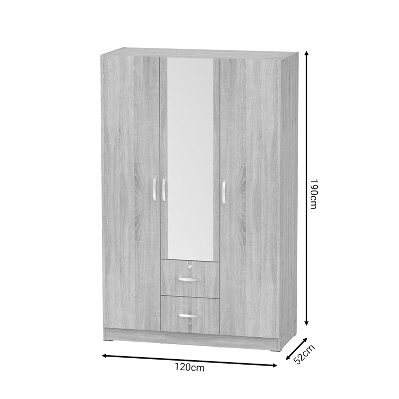 Dulap Dillion alb melaminat cu trei usi 120x52x190 cm - 2 | YEO