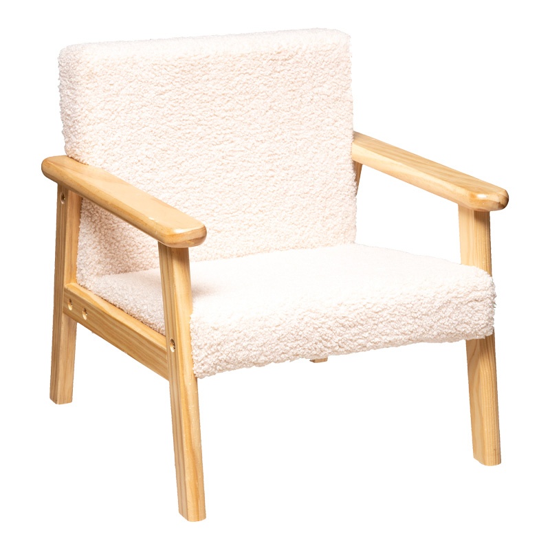 Fotoliu pentru copii Basile, Pako World, Textil, Alb, 43x43x46 cm
