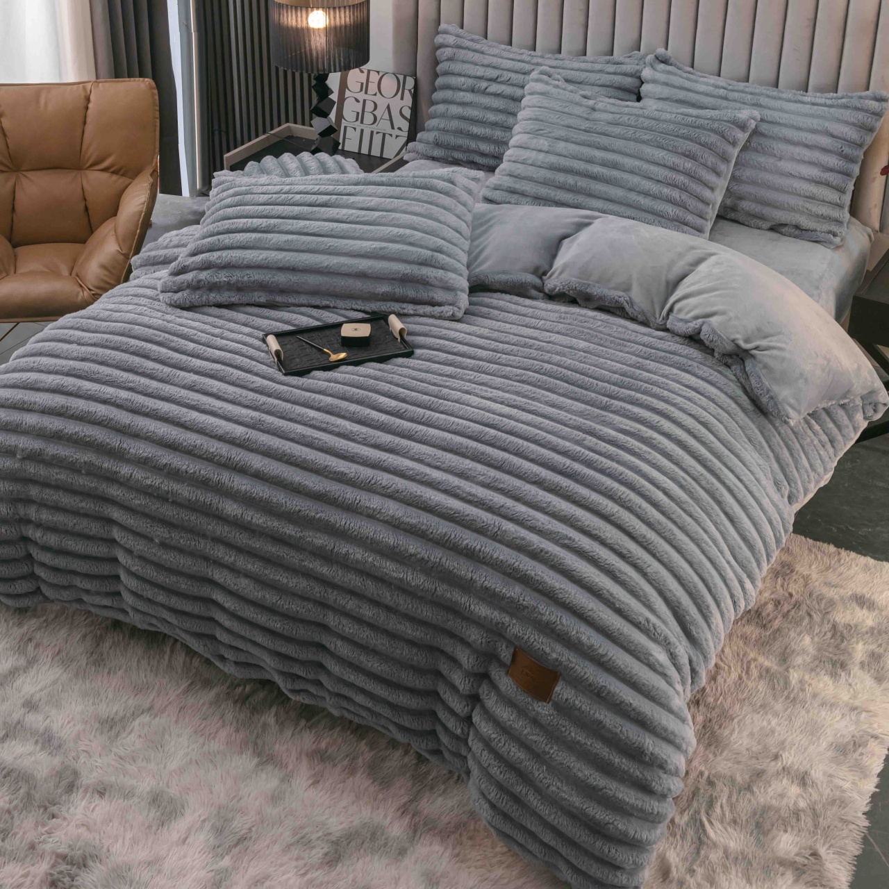 Lenjerie cocolino cu Elastic 180x200 Liny V6 Gri deschis (Cocolino)