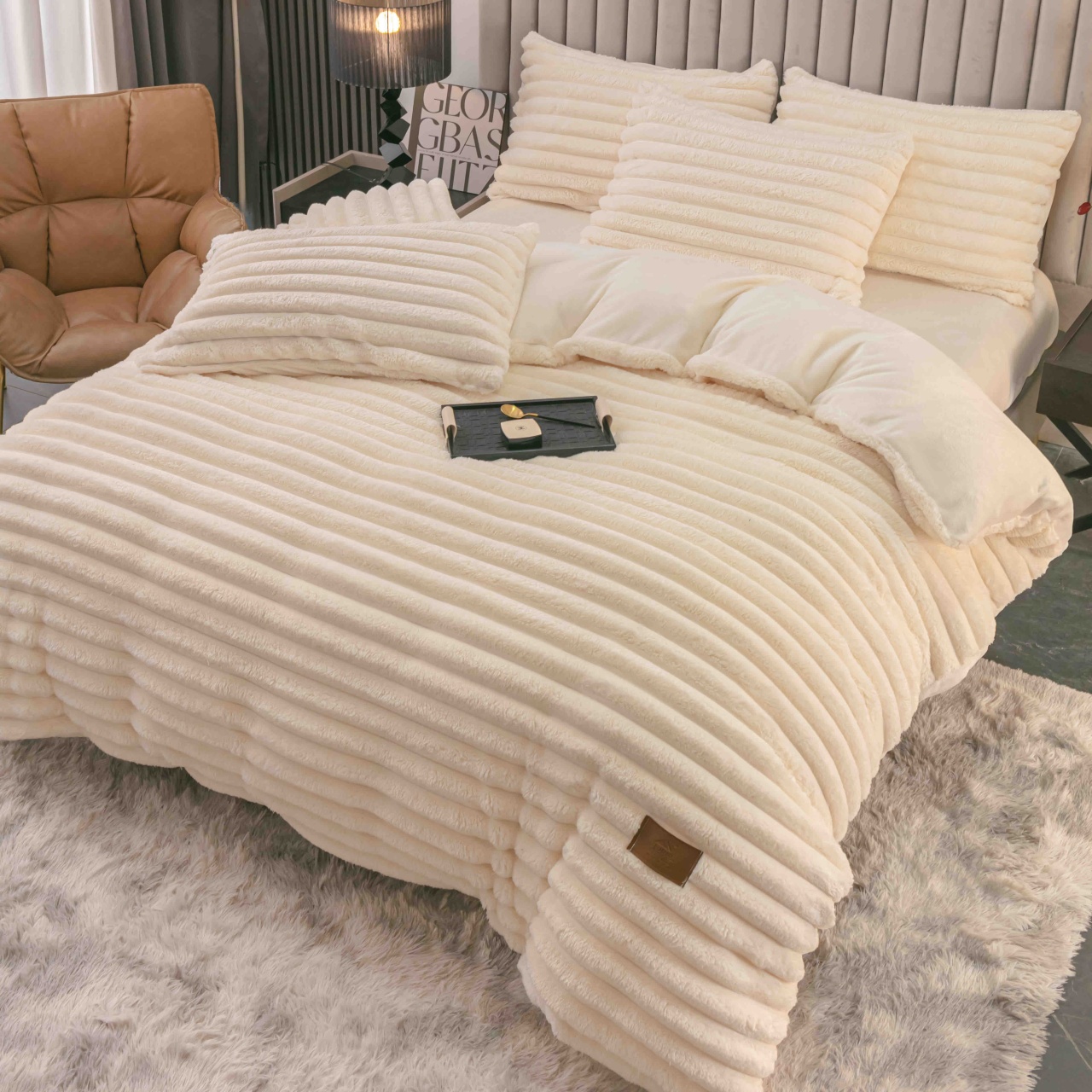 Lenjerie cocolino cu Elastic 180x200 Liny V7 Crem (Cocolino)