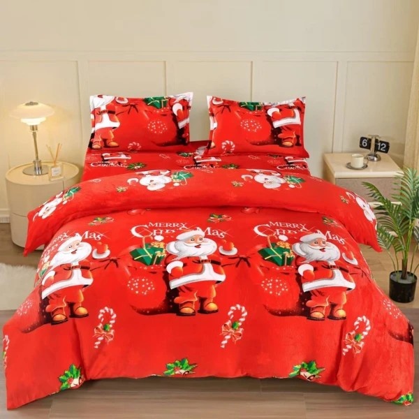 Lenjerie Craciun cu Elastic 180x200 Merry V10 (Cocolino)