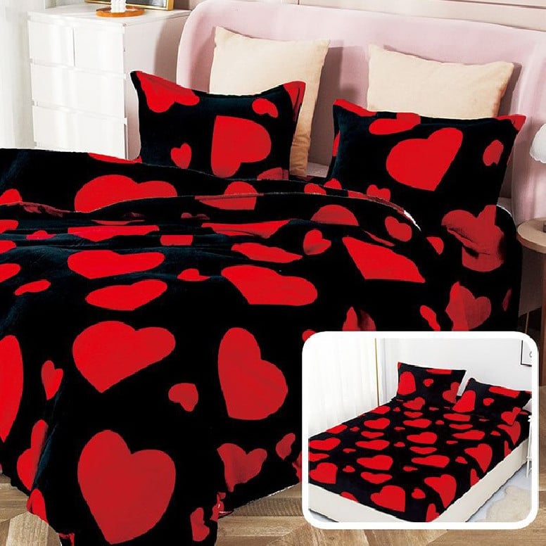 Lenjerie cu elastic 180x200 Black Heart (Cocolino) - 1 | YEO